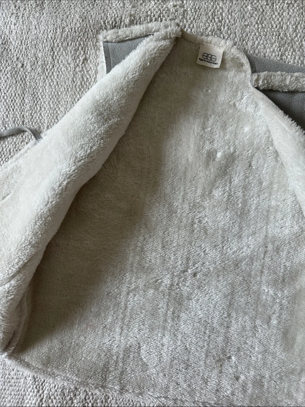 Egg by Susan Lazar Suede & Fur Shearling Vest in Light Gray and Ivory 3 years